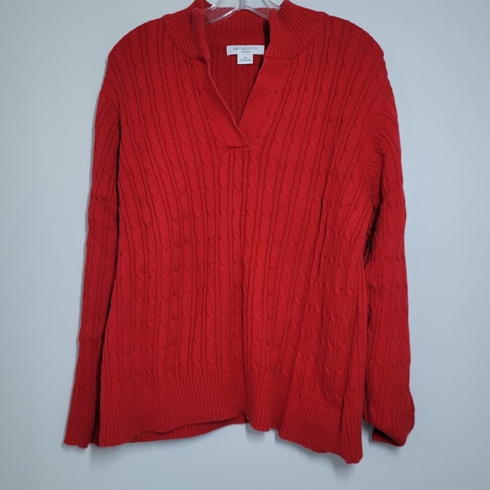 Liz Claiborne Women's Red V-Neck Sweater Like New